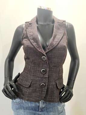 Vintage Y2K brown sleeveless vest top, My Michelle, fitted S-M